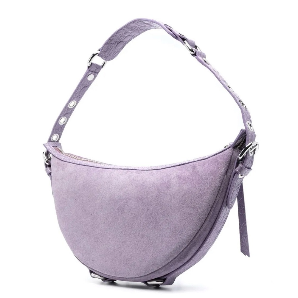 💜 BY FAR Gib Half-moon Suede Shoulder Bag